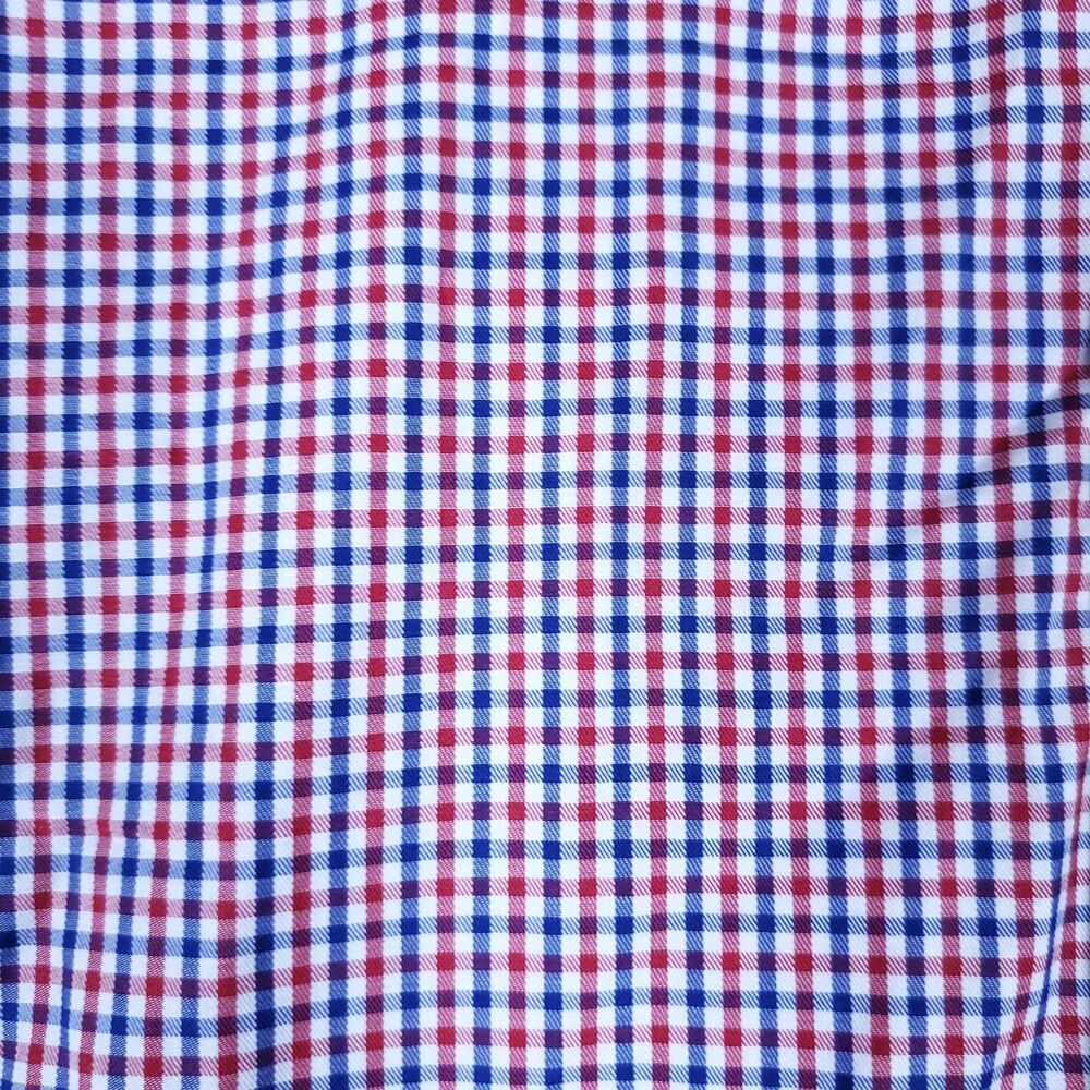 J.Hilburn Shirt Mens 3XL Red White Blue Gingham Long Sleeve Dress Shirt Classic - Picture 7 of 16